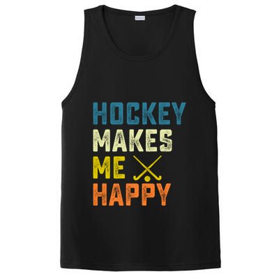 Hockey Makes Me Happy Vintage Hockey Love Gift PosiCharge Competitor Tank