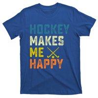 Hockey Makes Me Happy Vintage Hockey Love Gift T-Shirt