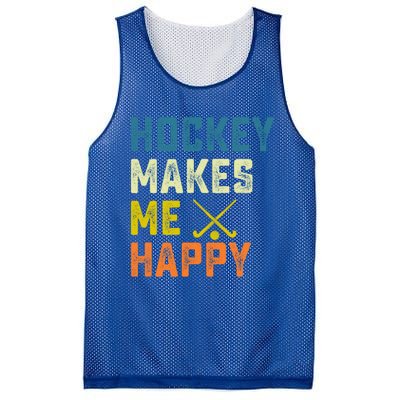 Hockey Makes Me Happy Vintage Hockey Love Gift Mesh Reversible Basketball Jersey Tank