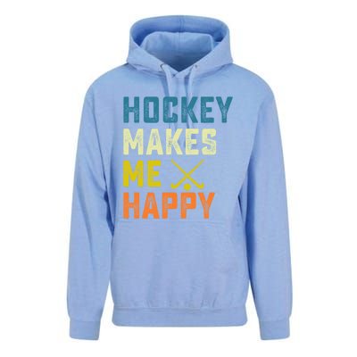 Hockey Makes Me Happy Vintage Hockey Love Gift Unisex Surf Hoodie