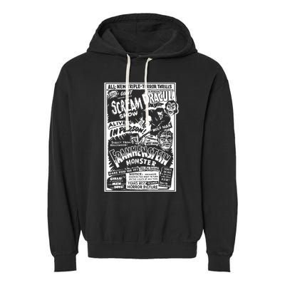 Horror Movie Monsters Mummy Wolfman Dracula Frankenstein Garment-Dyed Fleece Hoodie