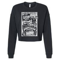 Horror Movie Monsters Mummy Wolfman Dracula Frankenstein Cropped Pullover Crew