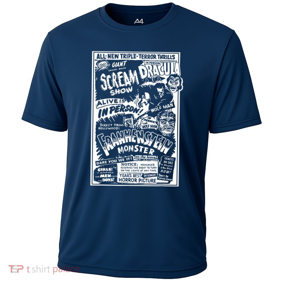 Horror Movie Monsters Mummy Wolfman Dracula Frankenstein Performance Shirt