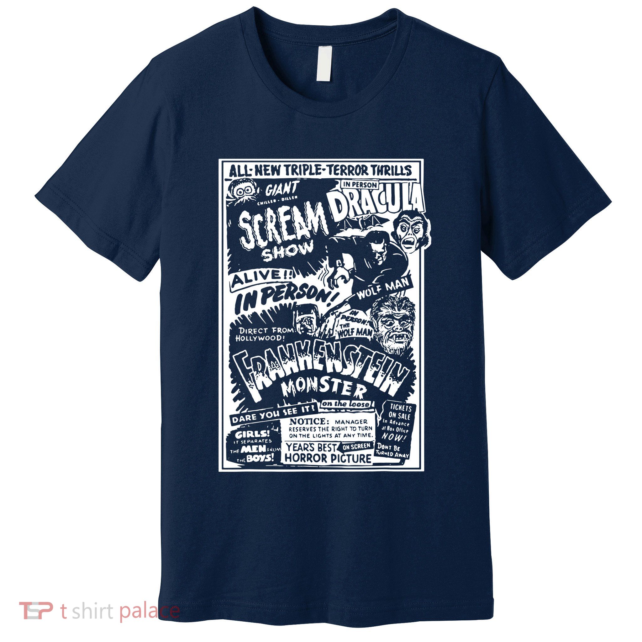 Horror Movie Monsters Mummy Wolfman Dracula Frankenstein Premium T-Shirt