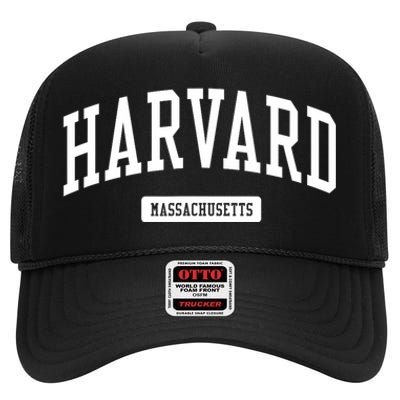 H.A.R.V.A.R.D Massachusetts Ma Vintage Athletic Sports Design High Crown Mesh Back Trucker Hat