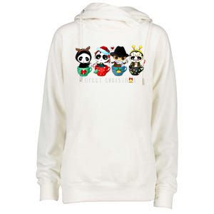 Horror Movie Merry Christmas Chibi Characters Womens Funnel Neck Pullover Hood