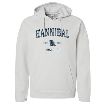 Hannibal Missouri Mo Vintage Sports Design Performance Fleece Hoodie