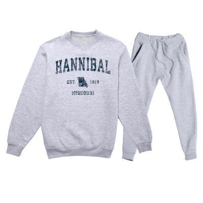 Hannibal Missouri Mo Vintage Sports Design Premium Crewneck Sweatsuit Set