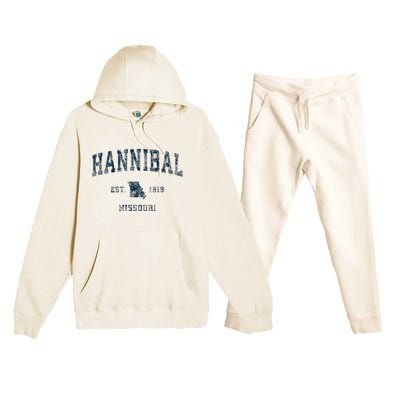 Hannibal Missouri Mo Vintage Sports Design Premium Hooded Sweatsuit Set