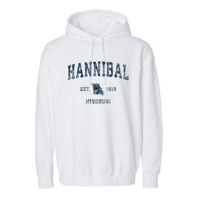 Hannibal Missouri Mo Vintage Sports Design Garment-Dyed Fleece Hoodie