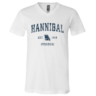 Hannibal Missouri Mo Vintage Sports Design V-Neck T-Shirt