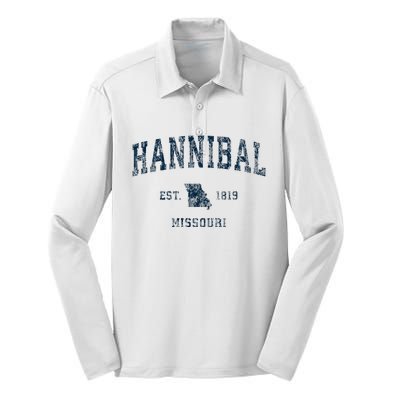 Hannibal Missouri Mo Vintage Sports Design Silk Touch Performance Long Sleeve Polo