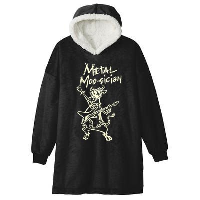 Heavy Metal Moosician Goth Bull Guitar Playing Cow Hooded Wearable Blanket