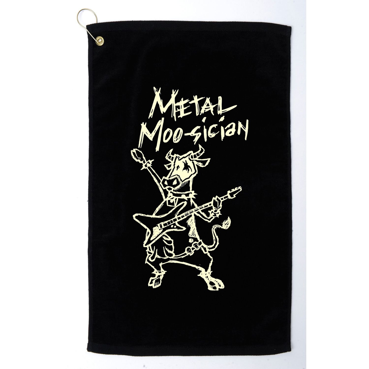 Heavy Metal Moosician Goth Bull Guitar Playing Cow Golf Towel