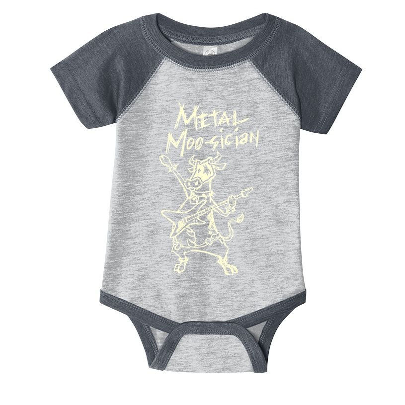 Heavy Metal Moosician Goth Bull Guitar Playing Cow Infant Baby Jersey Bodysuit