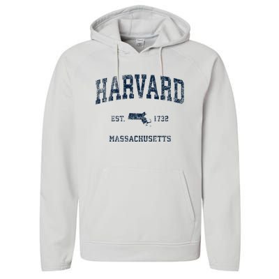 H.A.R.V.A.R.D Massachusetts Ma Vintage Sports Design Performance Fleece Hoodie