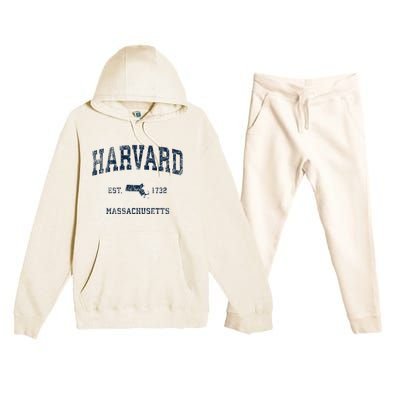 H.A.R.V.A.R.D Massachusetts Ma Vintage Sports Design Premium Hooded Sweatsuit Set