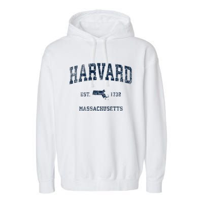 H.A.R.V.A.R.D Massachusetts Ma Vintage Sports Design Garment-Dyed Fleece Hoodie