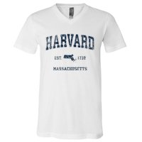 H.A.R.V.A.R.D Massachusetts Ma Vintage Sports Design V-Neck T-Shirt