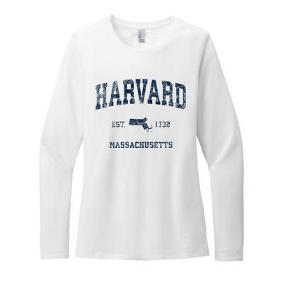 H.A.R.V.A.R.D Massachusetts Ma Vintage Sports Design Womens CVC Long Sleeve Shirt