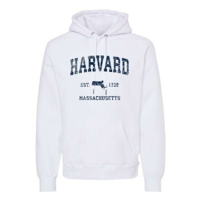 H.A.R.V.A.R.D Massachusetts Ma Vintage Sports Design Premium Hoodie