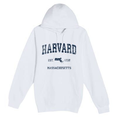 H.A.R.V.A.R.D Massachusetts Ma Vintage Sports Design Premium Pullover Hoodie