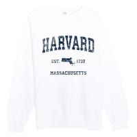 H.A.R.V.A.R.D Massachusetts Ma Vintage Sports Design Premium Crewneck Sweatshirt