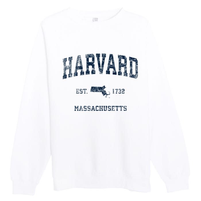 H.A.R.V.A.R.D Massachusetts Ma Vintage Sports Design Premium Crewneck Sweatshirt