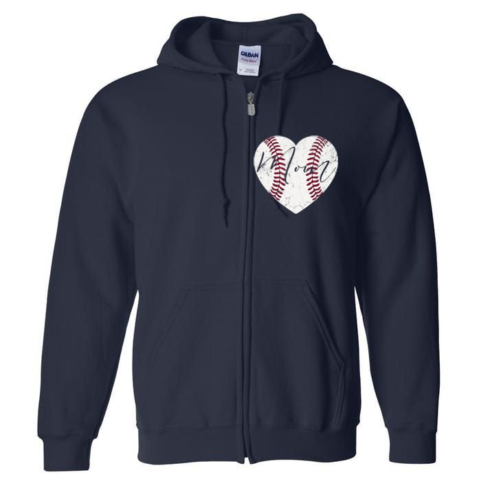 Heart Mom MotherS Day Christmas Baseball Softball Gift Full Zip Hoodie