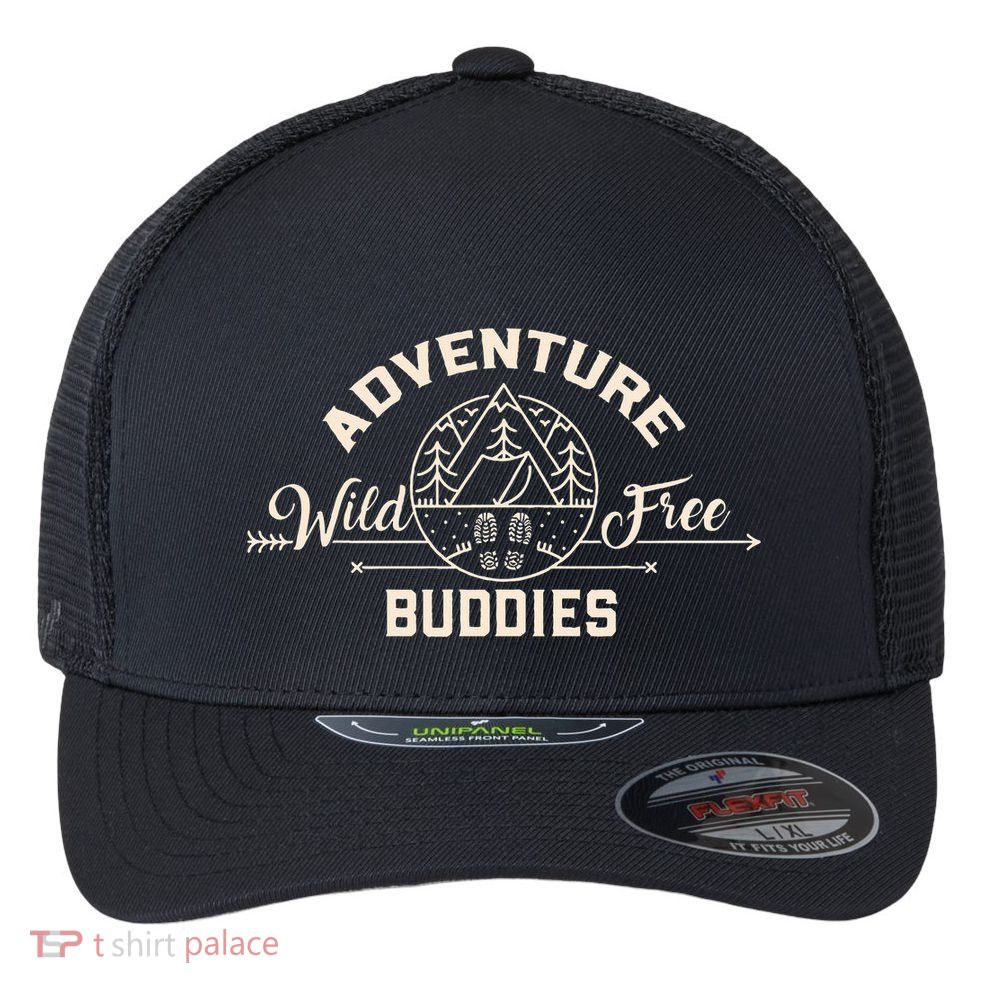 Hiking Mountains Meme Quote Adventure Buddies Flexfit Unipanel Trucker Cap