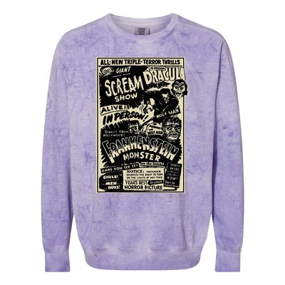 Horror Movie Monster Mummy Dracula Werewolf Frankenstein Colorblast Crewneck Sweatshirt