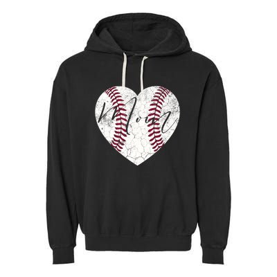 Heart Mom Mother's Day Christmas Baseball Softball Gift Garment-Dyed Fleece Hoodie