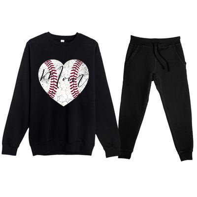 Heart Mom Mother's Day Christmas Baseball Softball Gift Premium Crewneck Sweatsuit Set