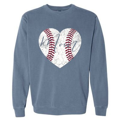 Heart Mom Mother's Day Christmas Baseball Softball Gift Garment-Dyed Sweatshirt