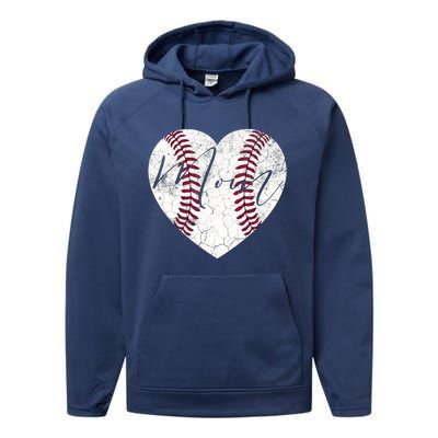 Heart Mom Mother's Day Christmas Baseball Softball Gift Performance Fleece Hoodie