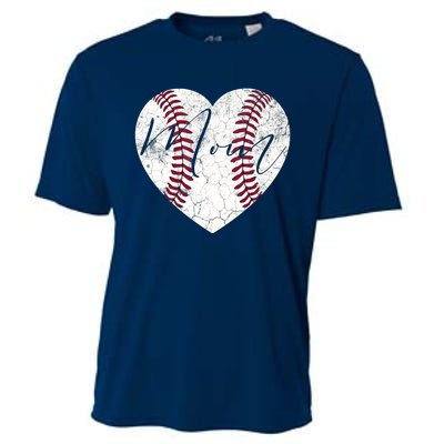 Heart Mom Mother's Day Christmas Baseball Softball Gift Cooling Performance Crew T-Shirt