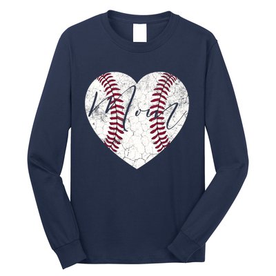 Heart Mom Mother's Day Christmas Baseball Softball Gift Long Sleeve Shirt