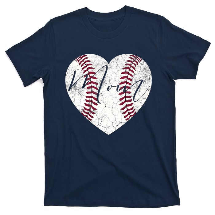 Heart Mom Mother's Day Christmas Baseball Softball Gift T-Shirt