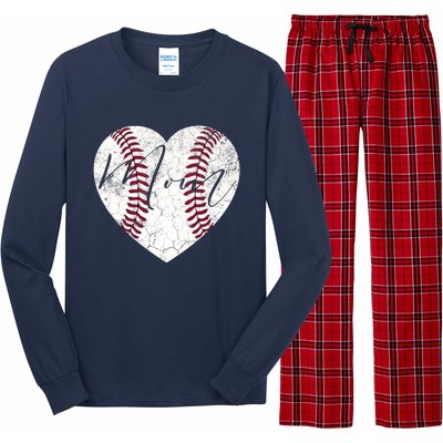 Heart Mom Mother's Day Christmas Baseball Softball Gift Long Sleeve Pajama Set