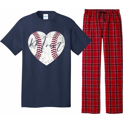 Heart Mom Mother's Day Christmas Baseball Softball Gift Pajama Set