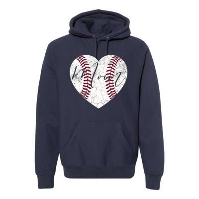 Heart Mom Mother's Day Christmas Baseball Softball Gift Premium Hoodie