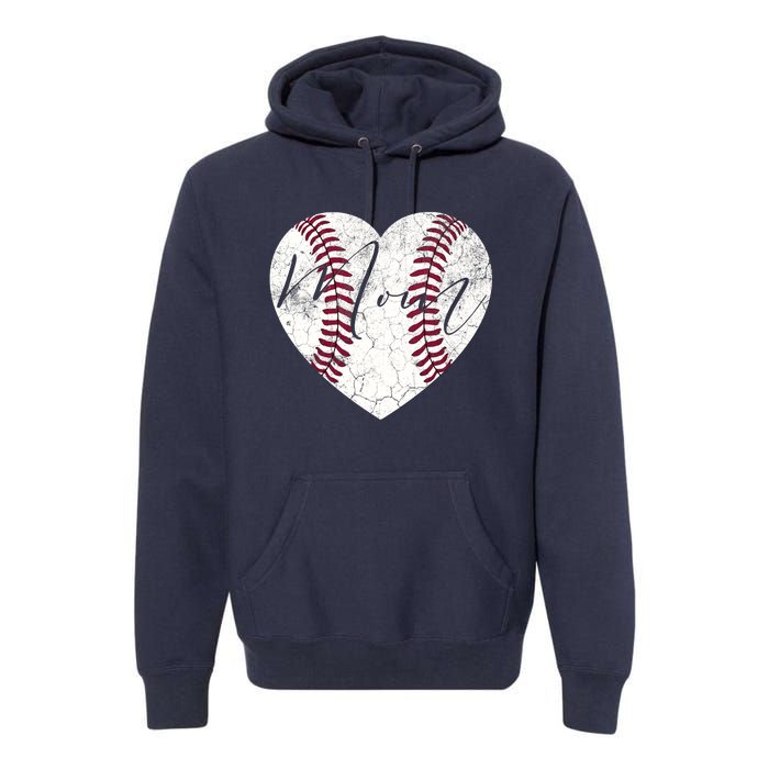 Heart Mom Mother's Day Christmas Baseball Softball Gift Premium Hoodie