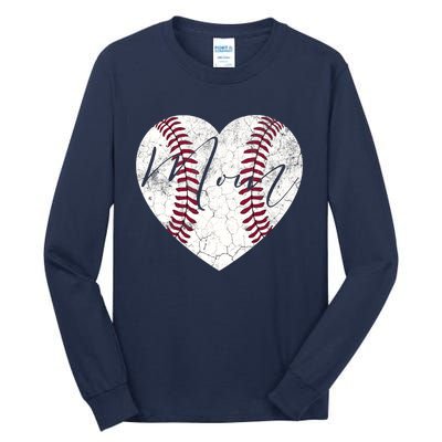 Heart Mom Mother's Day Christmas Baseball Softball Gift Tall Long Sleeve T-Shirt