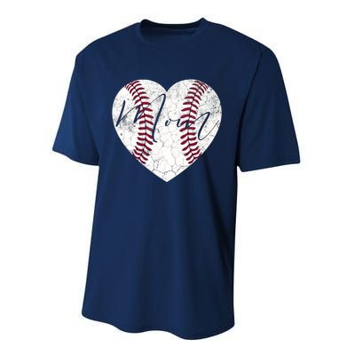 Heart Mom Mother's Day Christmas Baseball Softball Gift Performance Sprint T-Shirt