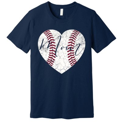 Heart Mom Mother's Day Christmas Baseball Softball Gift Premium T-Shirt