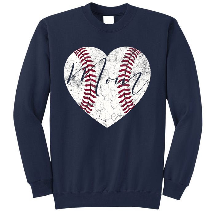 Heart Mom Mother's Day Christmas Baseball Softball Gift Tall Sweatshirt