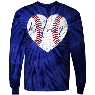 Heart Mom Mother's Day Christmas Baseball Softball Gift Tie-Dye Long Sleeve Shirt