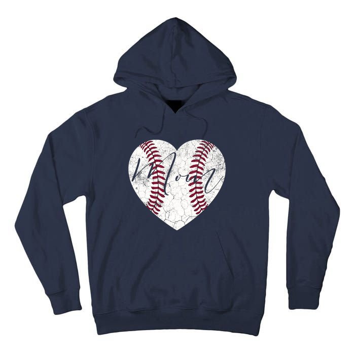 Heart Mom Mother's Day Christmas Baseball Softball Gift Tall Hoodie