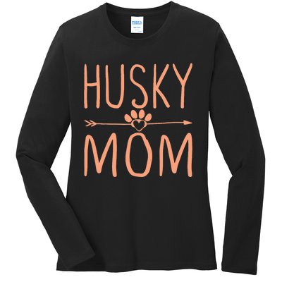 Husky Mom Mama Funny Dog Lover Ladies Long Sleeve Shirt