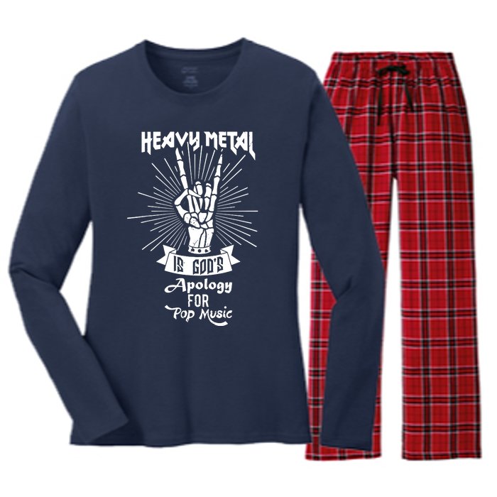 Heavy Metal Music Is Gods Apology Women's Long Sleeve Flannel Pajama Set 